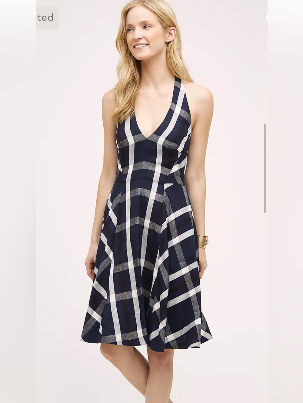 Anthropology Eva Franco Navy Plaid Fit & Flare Dress
